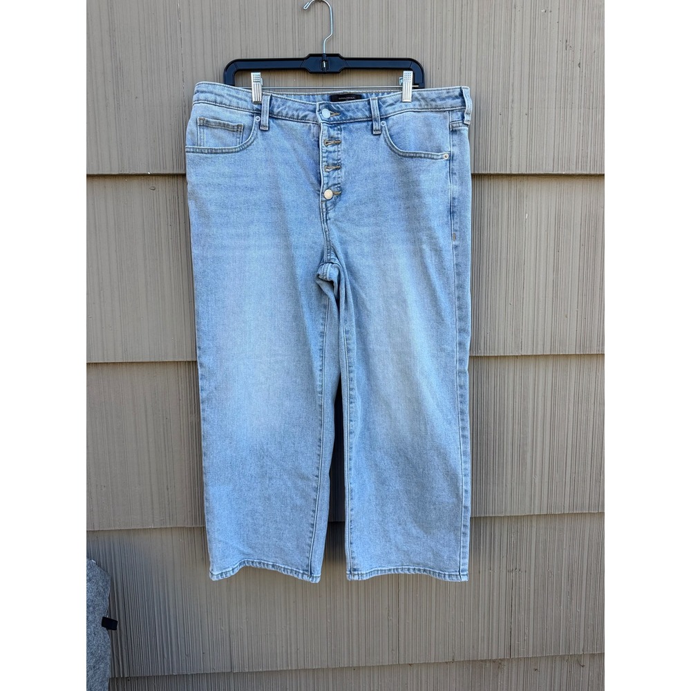 Banana Republic Straight Mid-Rise Light Wash Button Fly Jeans Womens 33/16